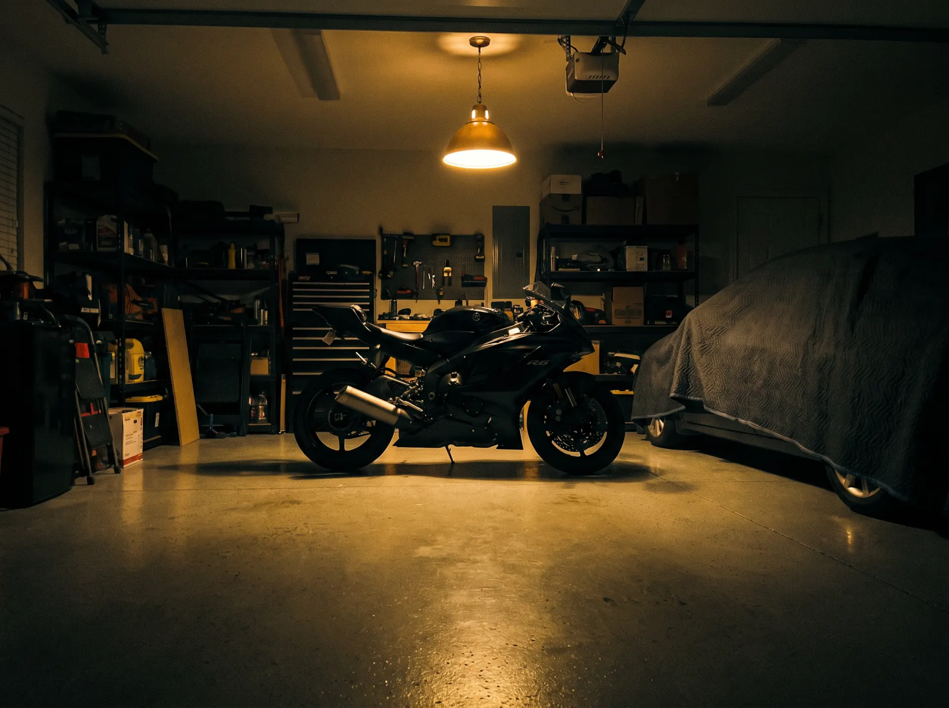 Motorbike in a garage
