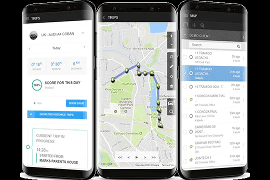 GeoGuard tracking app on two phones